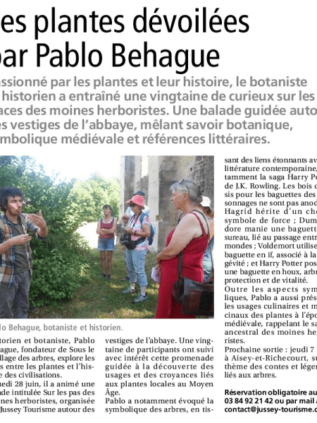Articles consacrés à la sortie de Cherlieu : &laquo;&nbsp;Sur les traces des moines herboristes&nbsp;&raquo;